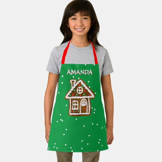 かわいいベーキングのエプロンとジンジャーブレッドの家 エプロン (インサイチュ)