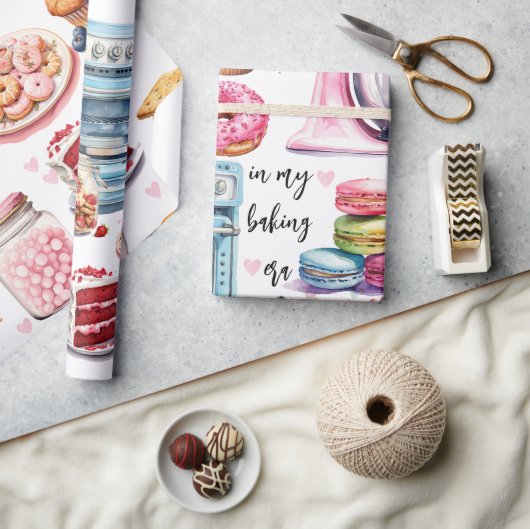 かわいいベーキングウォーターカラーペストリーカスタム引用文おもしろい ラッピングペーパー (クラフト)