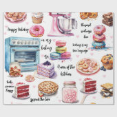 かわいいベーキングウォーターカラーペストリーカスタム引用文おもしろい ラッピングペーパー (フラット)