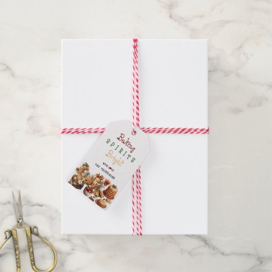 かわいいベーキングスピリッツ明るいクリスマスクッキーの好意 ギフトタグ (より糸付き)