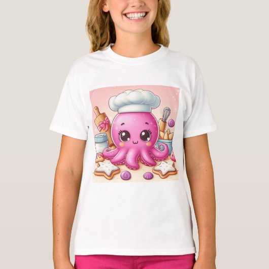 かわいいベーキングタコTシャツ Tシャツ (正面)