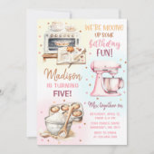 かわいいベーキングパーティーガールズ誕生日 招待状 (正面)