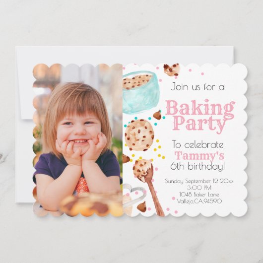 かわいいベーキングフォトキッド誕生日招待状 招待状 (正面)