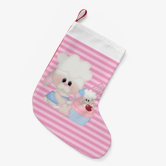 かわいいベーキングブンニースクリスマスホリデーストッキング スモールクリスマスストッキング (正面 (吊り時))