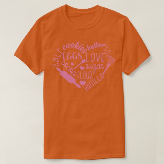 かわいいベーキングラブハート Tシャツ (デザイン正面)