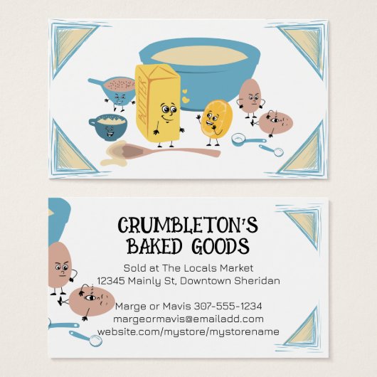 かわいいベーキング素材ベーカリーの名刺 (正面&裏面)