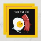 かわいいベーコンとエッグブレックファーストパーティー 招待状 (正面/裏面)