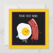 かわいいベーコンとエッグブレックファーストパーティー 招待状 (正面)