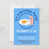 かわいいベーコンと卵の漫画イラストレーション 招待状 (正面)