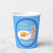 かわいいベーコンと卵の漫画イラストレーション 紙コップ (裏面)