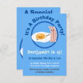 かわいいベーコンと卵の漫画イラスト 招待状 (正面/裏面)