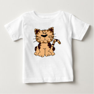 かわいいベージュと茶色の大頭猫 ベビーTシャツ