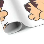 かわいいベージュと茶色の大頭猫 ラッピングペーパー (ロールコーナー)