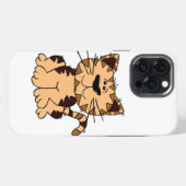 かわいいベージュと茶色の大頭猫 iPhoneケース (裏面横)