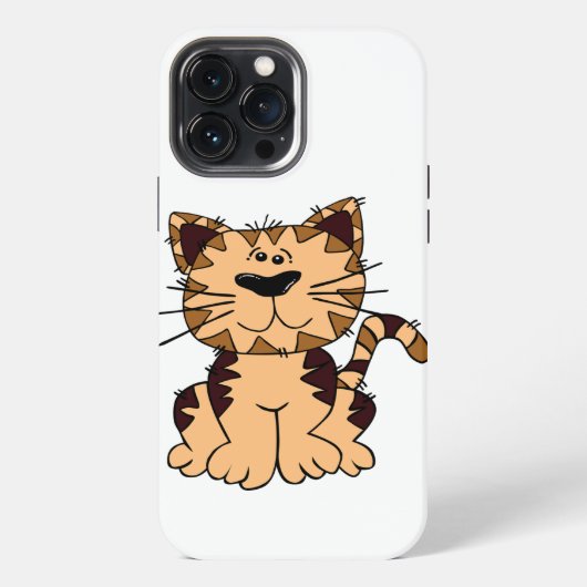 かわいいベージュと茶色の大頭猫 iPhoneケース (裏面)