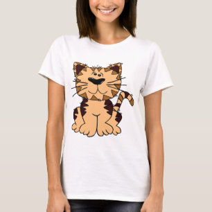 かわいいベージュと茶色の大頭猫 Tシャツ