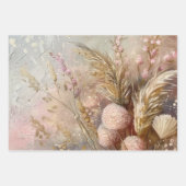 かわいいベージュのブラッシュボヘミアンフラワル ラッピングペーパーシート (正面2)