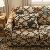 かわいいベージュの漫画パグ犬のシームレスなパターン アクセントクッション