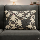 かわいいベージュの漫画パグ犬のシームレスなパターン アクセントクッション