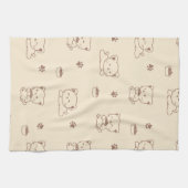 かわいいベージュの猫のパターン (1) キッチンタオル (横)