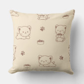 かわいいベージュの猫のパターン (1) クッション (正面)