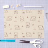 かわいいベージュの猫のパターン (1) 薄葉紙 (クラフト)