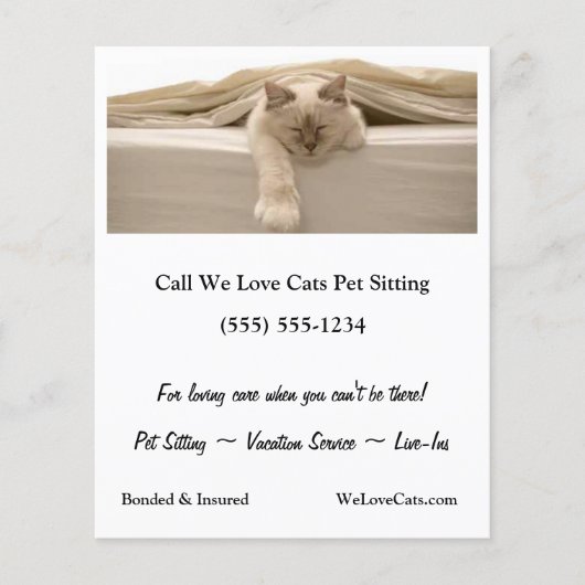 かわいいベージュキャットオンベージュベッド チラシ (正面)