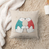 かわいいベージュクリスマスの白くま クッション (ブランケット)