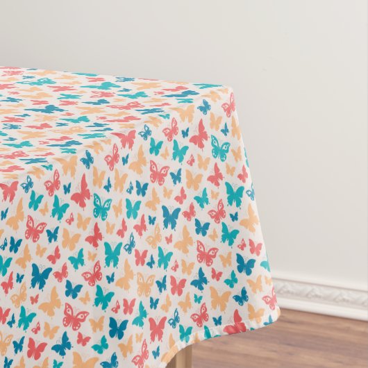かわいいベージュピンクターコイズコンテンポラリー蝶 テーブルクロス (インサイチュ)