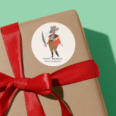 かわいいベージュ色クリスマスホリデーくるみ割りマウスキング ラウンドシール