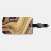 かわいいベージュ茶色の大理石アートグリッターモノグラム ラゲッジタグ (裏面横)