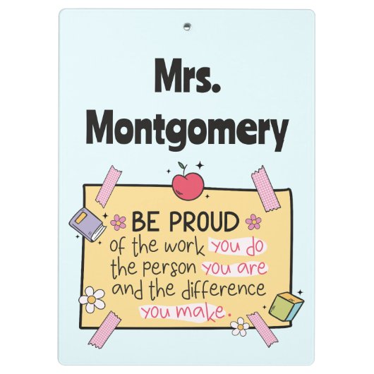 かわいいベ誇りを持ったーパーソナライズされた先生教室 クリップボード (裏面)