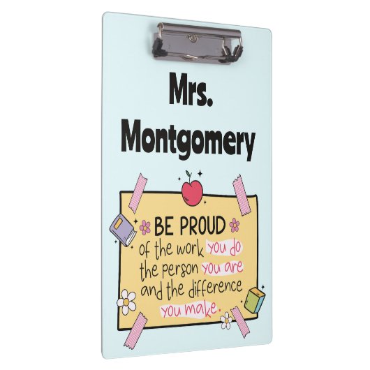 かわいいベ誇りを持ったーパーソナライズされた先生教室 クリップボード (右)