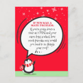 かわいいペおもしろいンギン2021数学の問題ホリデーカード シーズンポストカード (正面)