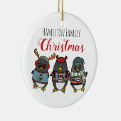 かわいいペおもしろいンギン |家族カスタムのクリスマス セラミックオーナメント (右)