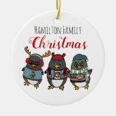 かわいいペおもしろいンギン |家族カスタムのクリスマス セラミックオーナメント (正面)