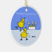 かわいいペアスケートで滑る姿スケータークリスマスツリー セラミックオーナメント (右)