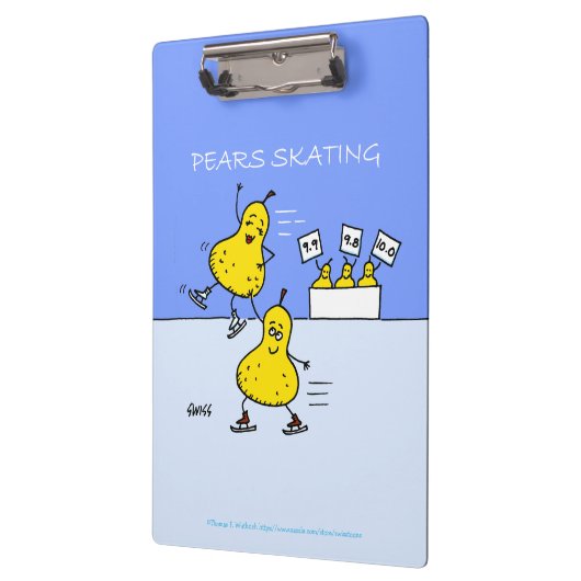 かわいいペア姿スケートで滑るおもしろい梨の漫画 クリップボード (左)