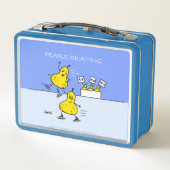 かわいいペア姿スケートで滑るおもしろい梨の漫画 メタルランチボックス (裏面)