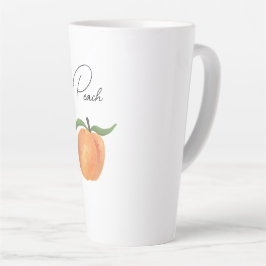 かわいいペイントの桃の果物のイラスト カフェラテマグ