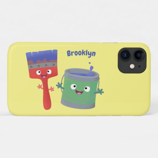 かわいいペイントブラシとキャラクター Case-Mate iPhoneケース (裏面(横))
