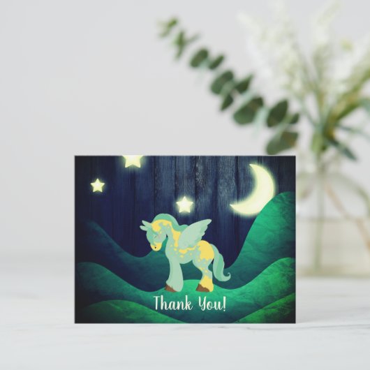 かわいいペガサス星の下で眠る馬ありがとう ポストカード (スタンド正面)