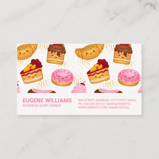 かわいいペストリーとスイーツが微笑み 名刺 (裏面)