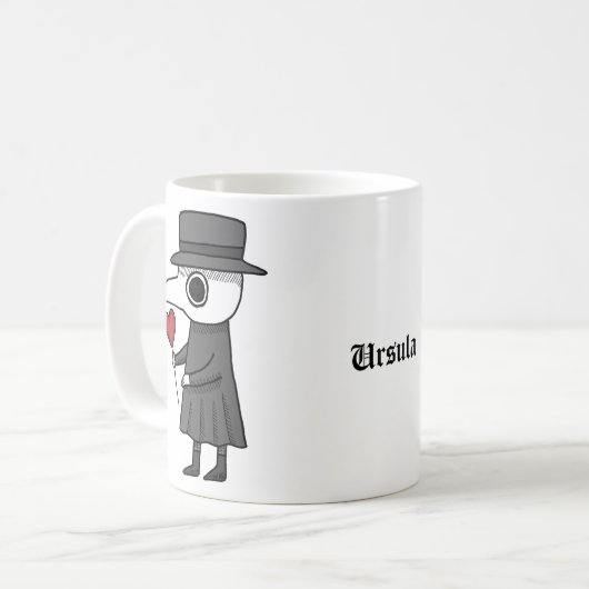 かわいいペスト医師とハートユニーク名前をカスタムする コーヒーマグカップ (正面左)