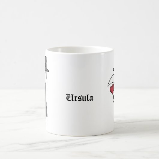 かわいいペスト医師とハートユニーク名前をカスタムする コーヒーマグカップ (中央)