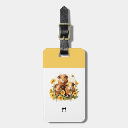 かわいいペットお洒落動物ギニアモノグラムの豚 ラゲッジタグ (正面縦)