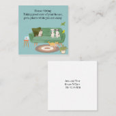 かわいいペットと家に座る名刺 スクエア名刺 (正面/裏面)