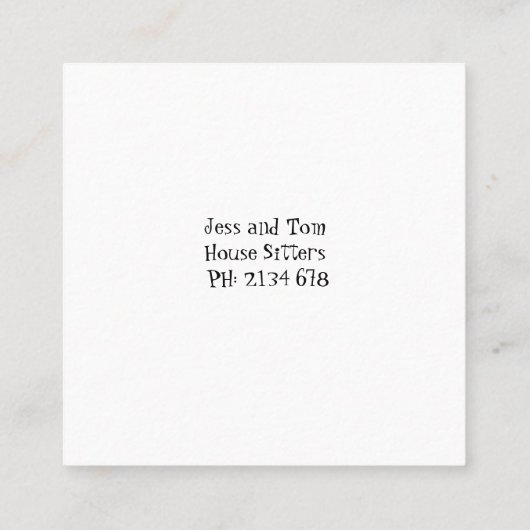 かわいいペットと家に座る名刺 スクエア名刺 (裏面)