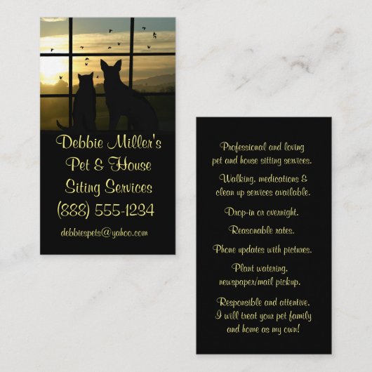 かわいいペットと家に座る名刺 名刺 (正面/裏面)