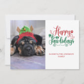 かわいいペットのクリスマス ハッピー パウリデイズ フォト シーズンカード (正面)